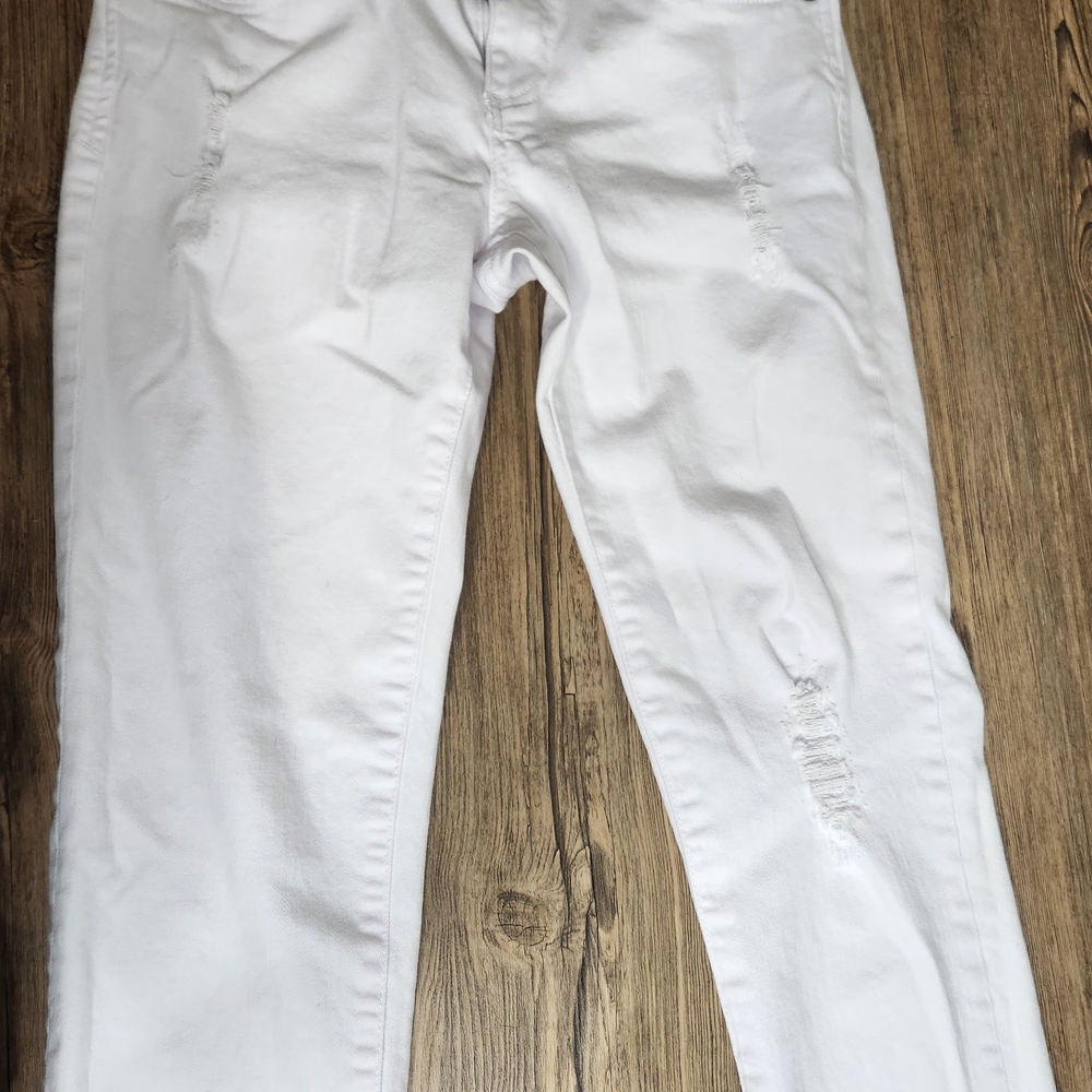 Kut From The Kloth Rip-Style Catherine Boyfriend Jeans Stretch Denim White Sz 4